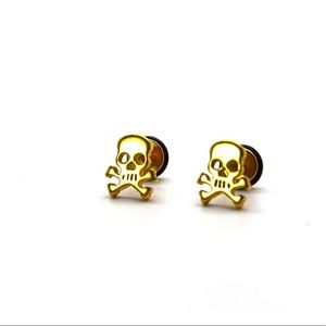Skull & Cross Bones shaped Stud Screwback Earrings